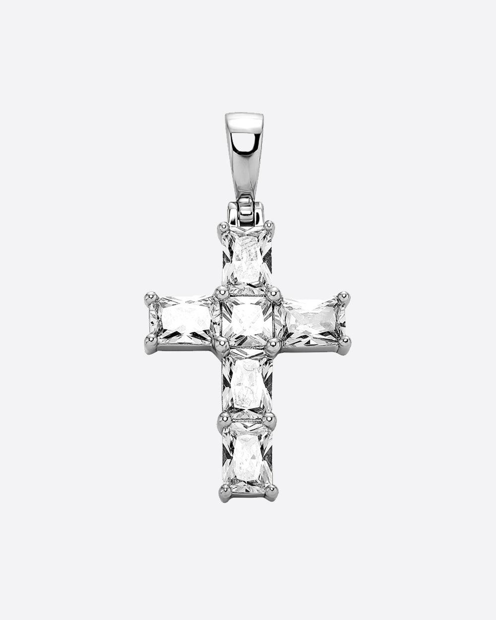 BAGUETTE CROSS PENDANT. - WHITE GOLD - DRIP IN THE JEWEL