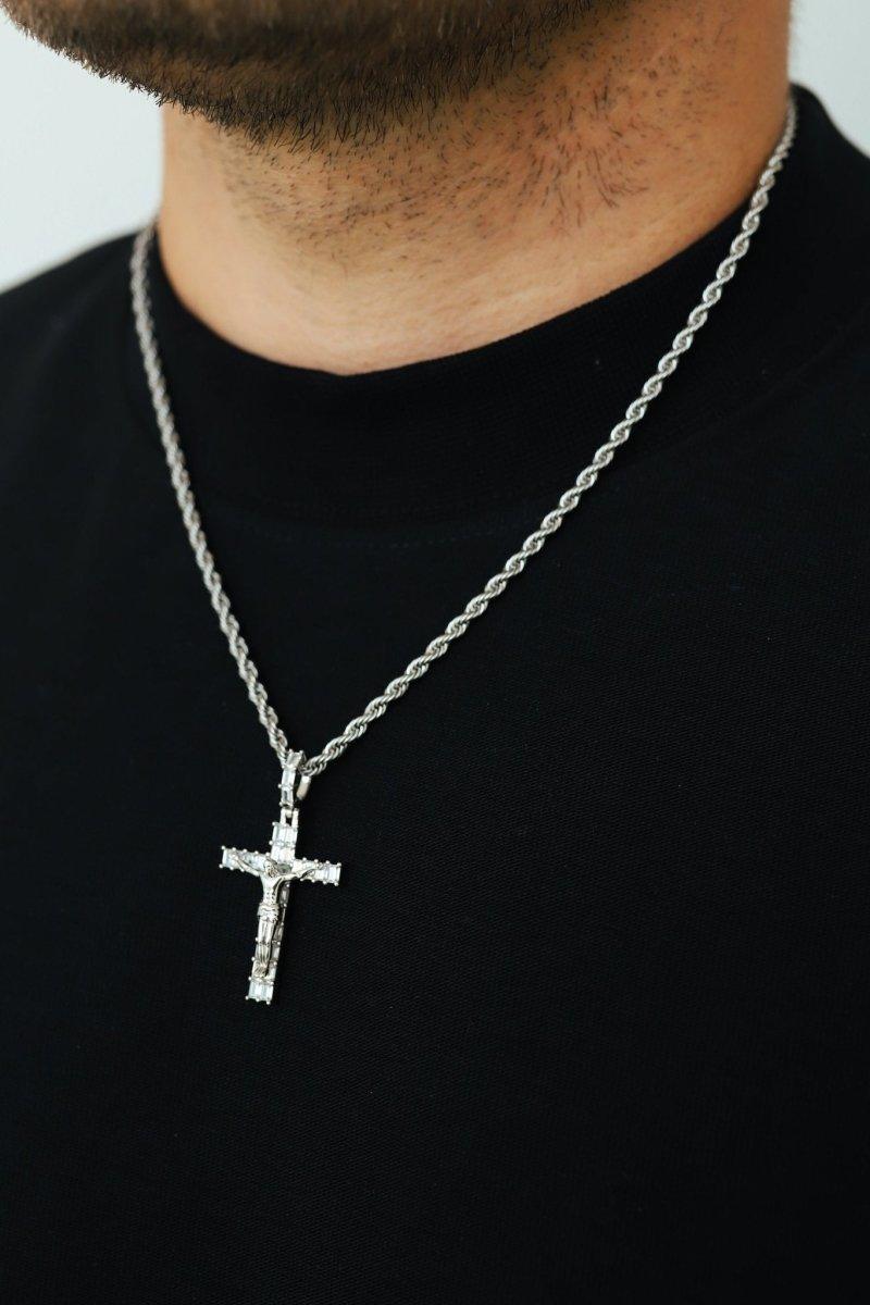BAGUETTE JESUS PIECE. - WHITE GOLD - DRIP IN THE JEWEL