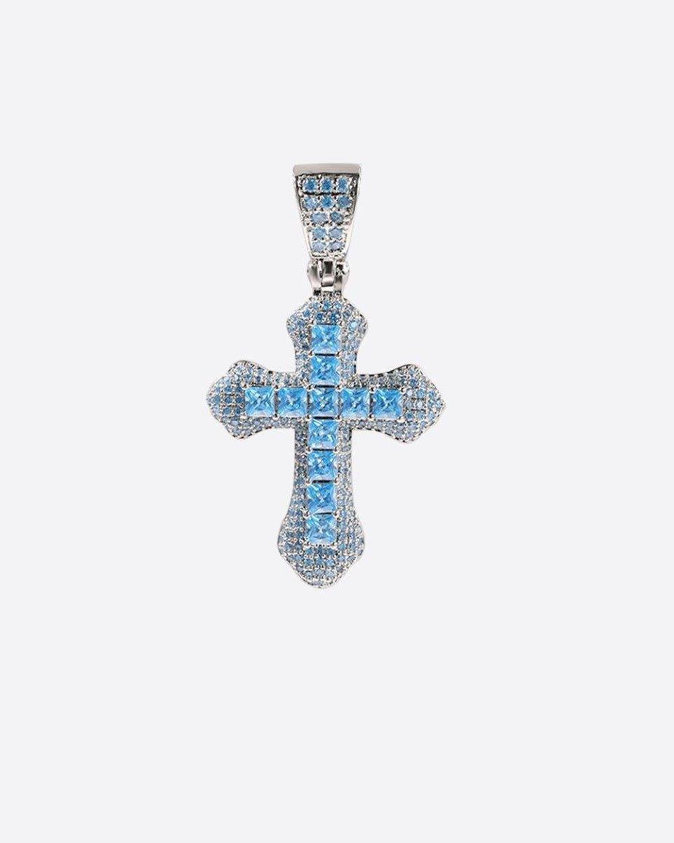 BLUE CROSS PENDANT. - WHITE GOLD - DRIP IN THE JEWEL