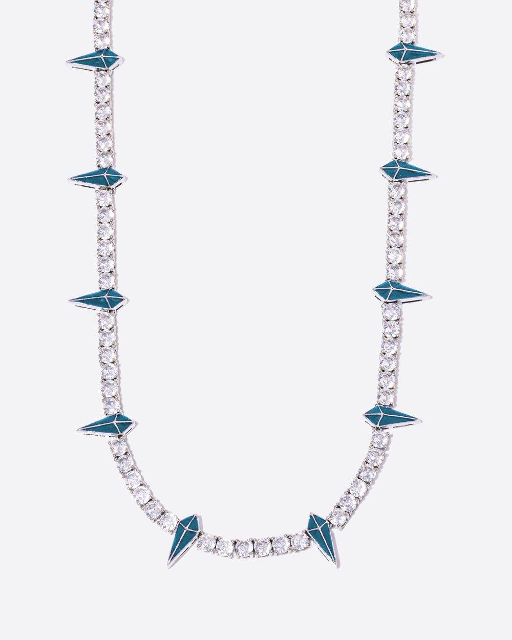 BLUE SPIKED BREAKER CHAIN. - WHITE GOLD - DRIP IN THE JEWEL