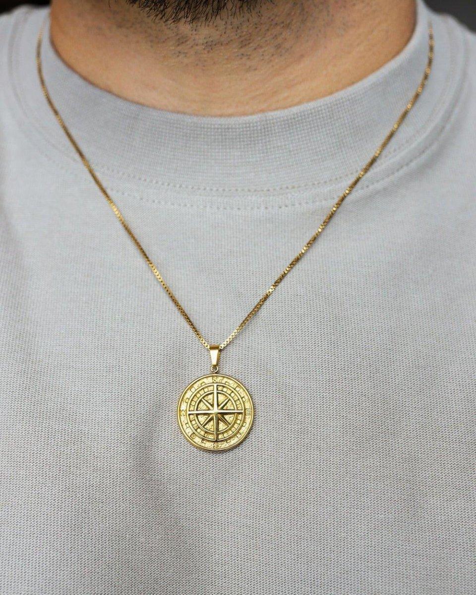 CLEAN COMPASS PENDANT. - 14K GOLD - DRIP IN THE JEWEL