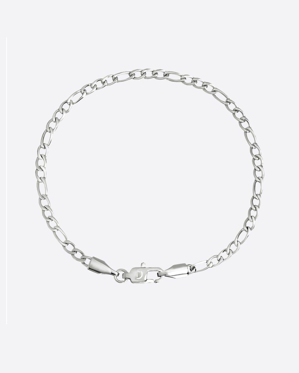 CLEAN FIGARO BRACELET. - 3MM WHITE GOLD - DRIP IN THE JEWEL