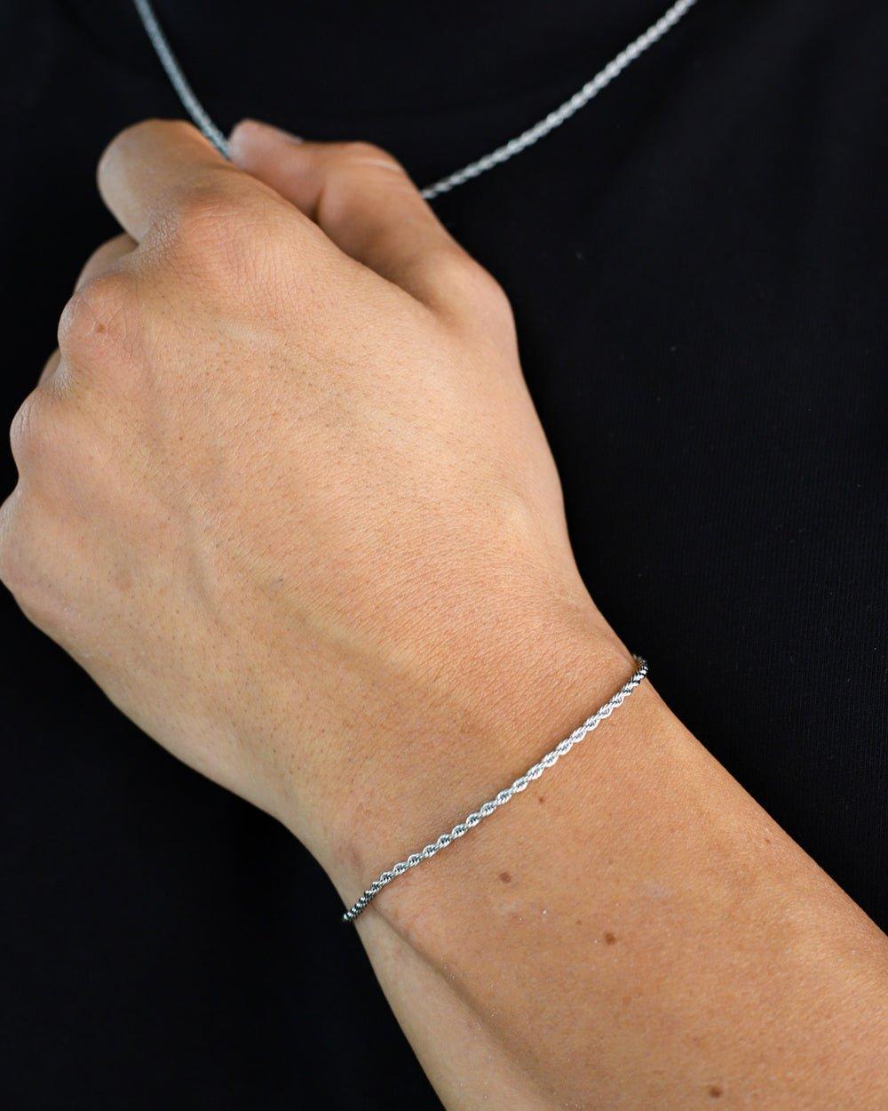 CLEAN ROPE BRACELET. - 2MM WHITE GOLD - DRIP IN THE JEWEL
