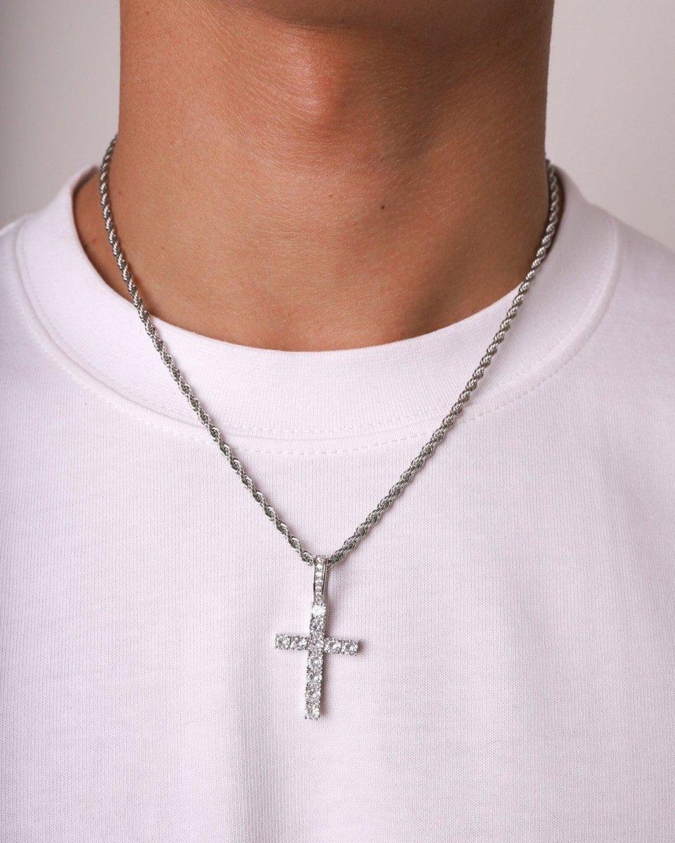 CROSS PIECE. - WHITE GOLD PENDANT - DRIP IN THE JEWEL