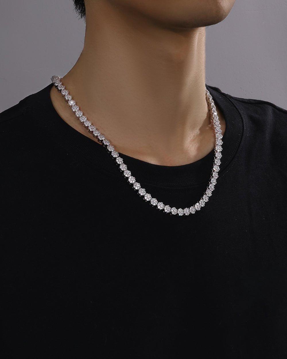 FLOWER TENNIS CHAIN CHAIN. - 8MM WHITE GOLD - DRIP IN THE JEWEL