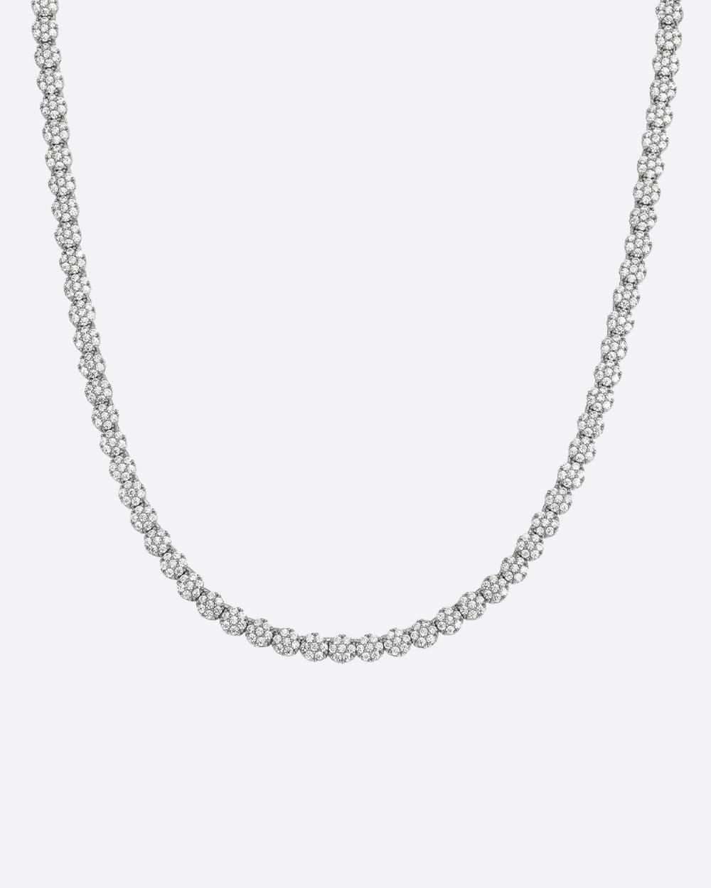 FLOWER TENNIS CHAIN CHAIN. - 8MM WHITE GOLD - DRIP IN THE JEWEL