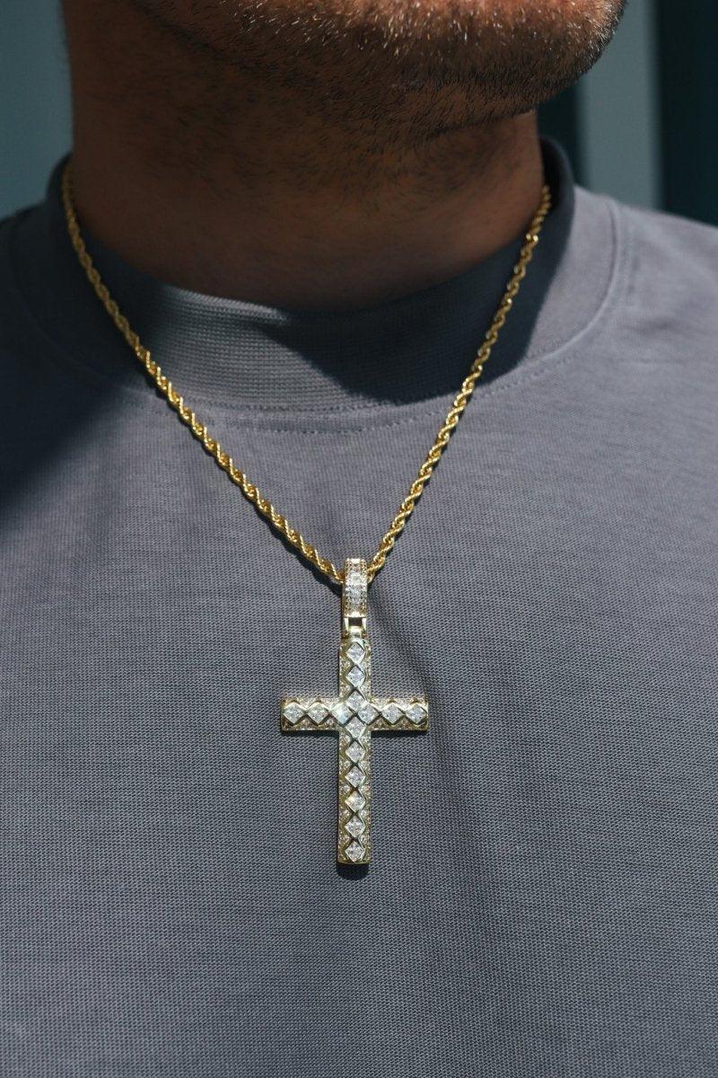 FROSTED CROSS PENDANT. - 14K GOLD - DRIP IN THE JEWEL