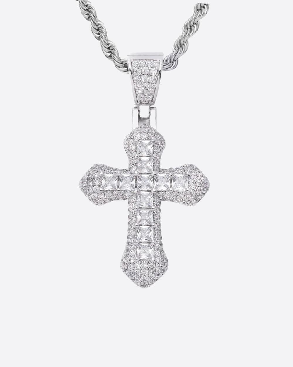 FROSTY CROSS PENDANT. - WHITE GOLD - DRIP IN THE JEWEL