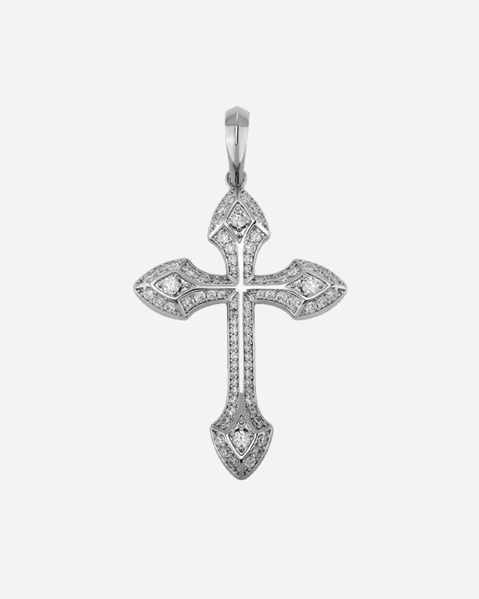 FROZEN ICED CROSS. - WHITE GOLD - DRIP IN THE JEWEL