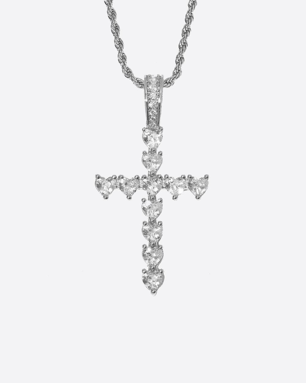 HEARTS CROSS PENDANT. - WHITE GOLD - DRIP IN THE JEWEL