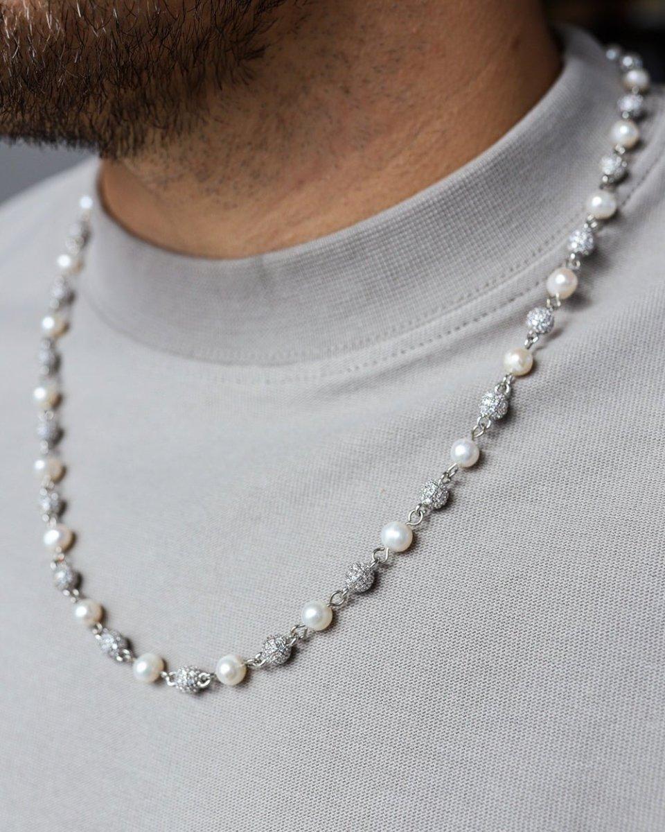 ICED & PEARLS CHAIN. - WHITE GOLD ® - DRIP IN THE JEWEL