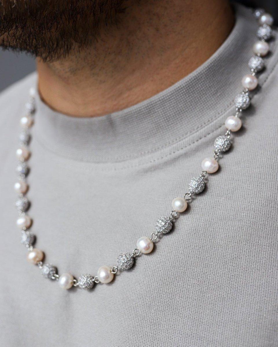 ICED & PEARLS CHAIN. - WHITE GOLD ® - DRIP IN THE JEWEL