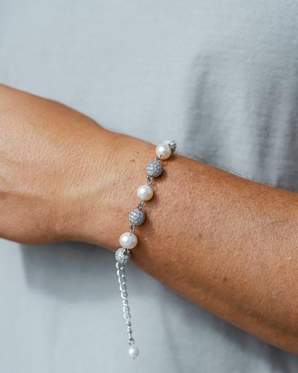 ICED & PEARLS BRACELET. - WHITE GOLD - DRIP IN THE JEWEL