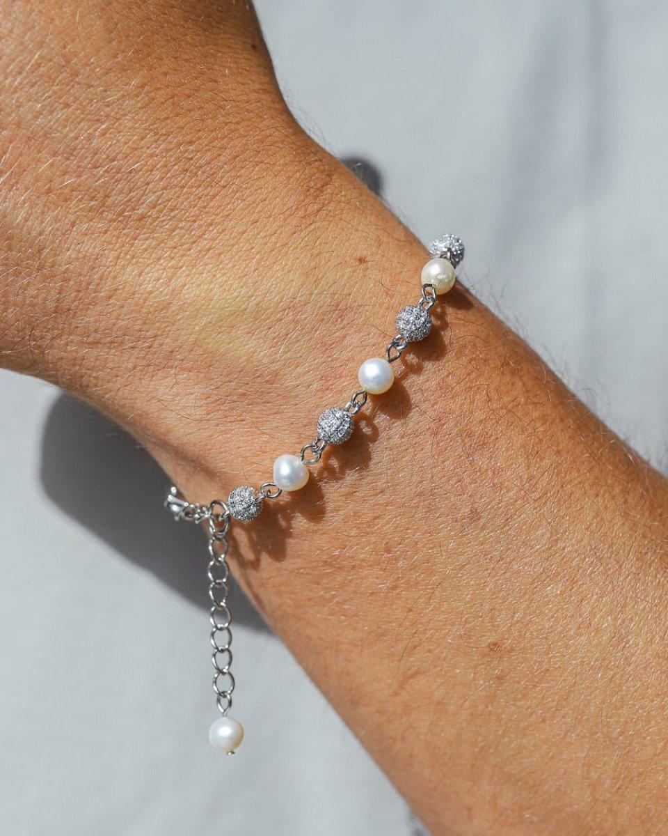 ICED & PEARLS BRACELET. - WHITE GOLD - DRIP IN THE JEWEL