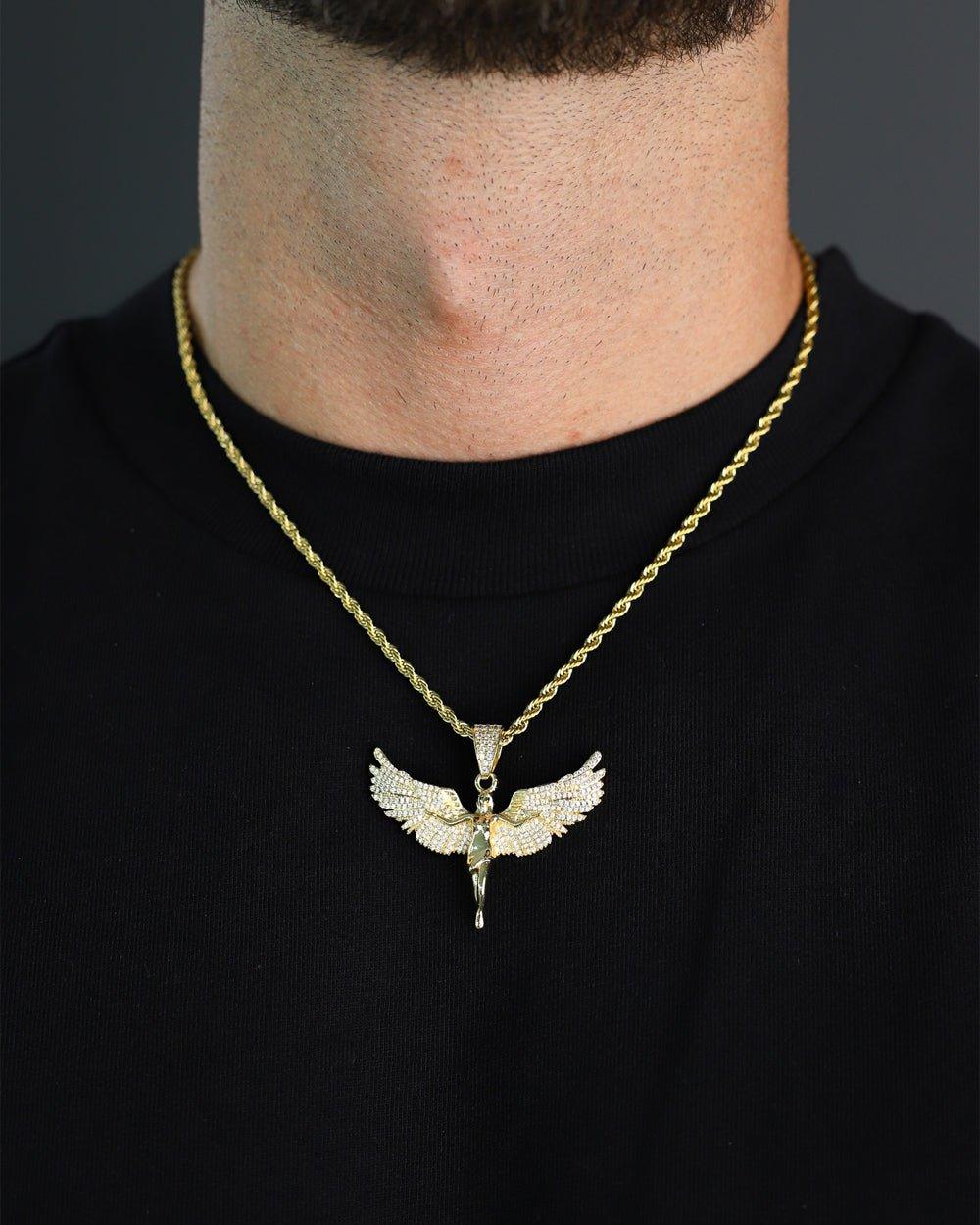 ICED ANGEL WINGS PENDANT. - 18K GOLD - DRIP IN THE JEWEL