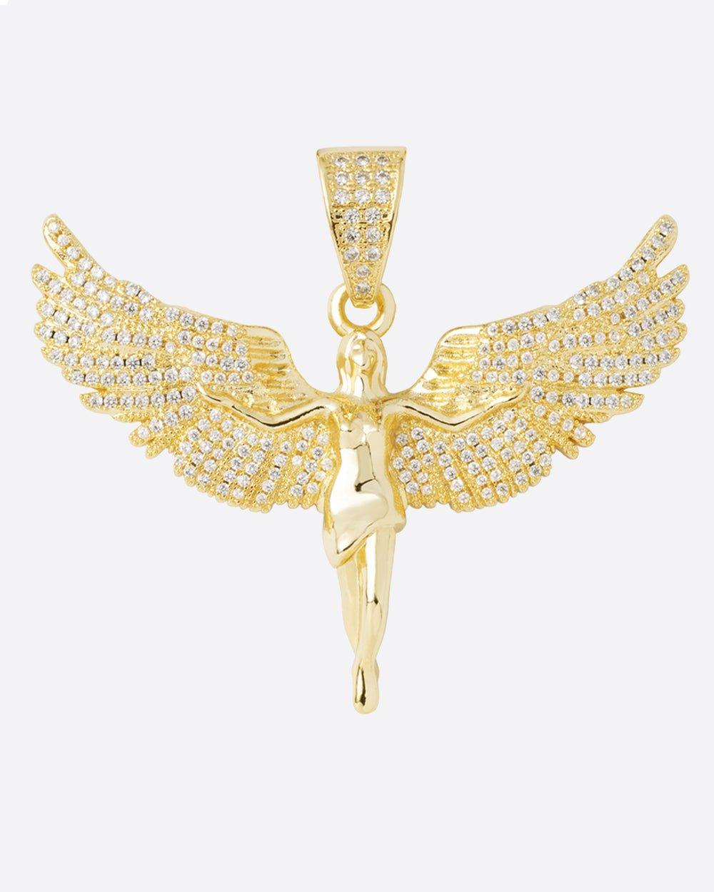 ICED ANGEL WINGS PENDANT. - 18K GOLD - DRIP IN THE JEWEL