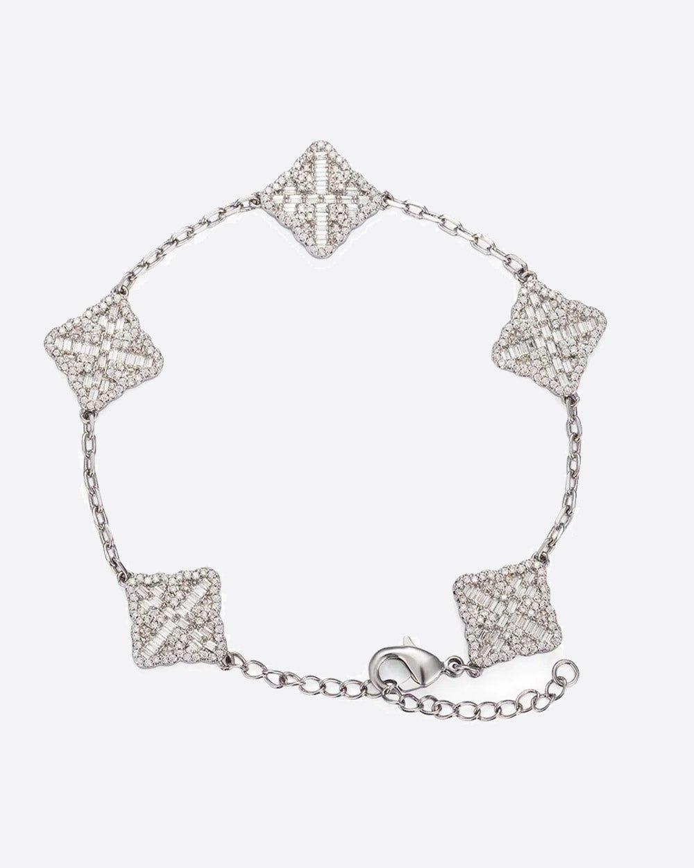 ICED CLOVER BRACELET. - WHITE GOLD - DRIP IN THE JEWEL