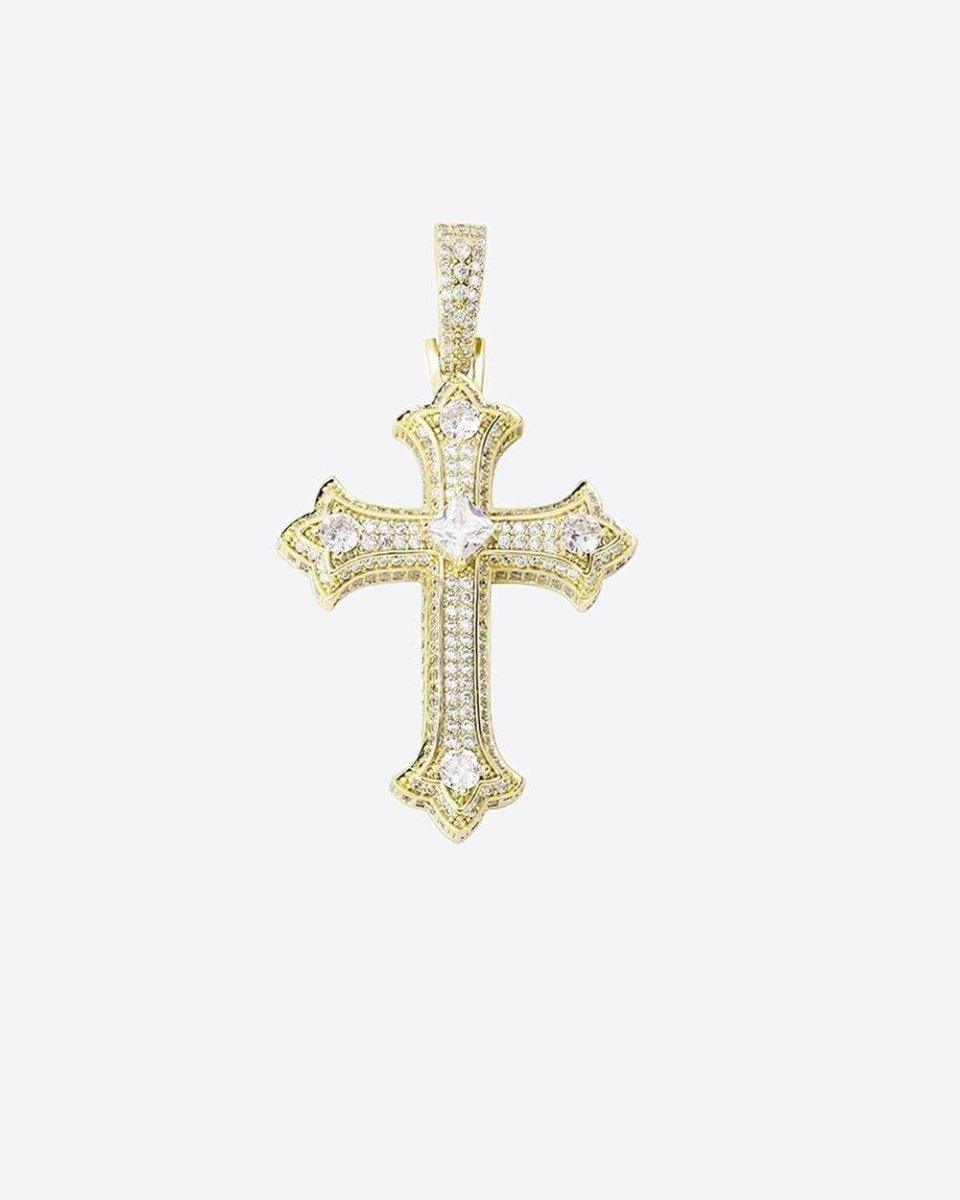 ICED GOTHIC CROSS. - 14K GOLD - DRIP IN THE JEWEL