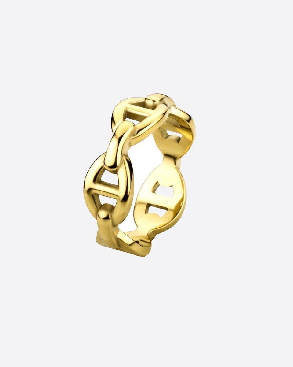 LINK RING. - 14K GOLD - DRIP IN THE JEWEL
