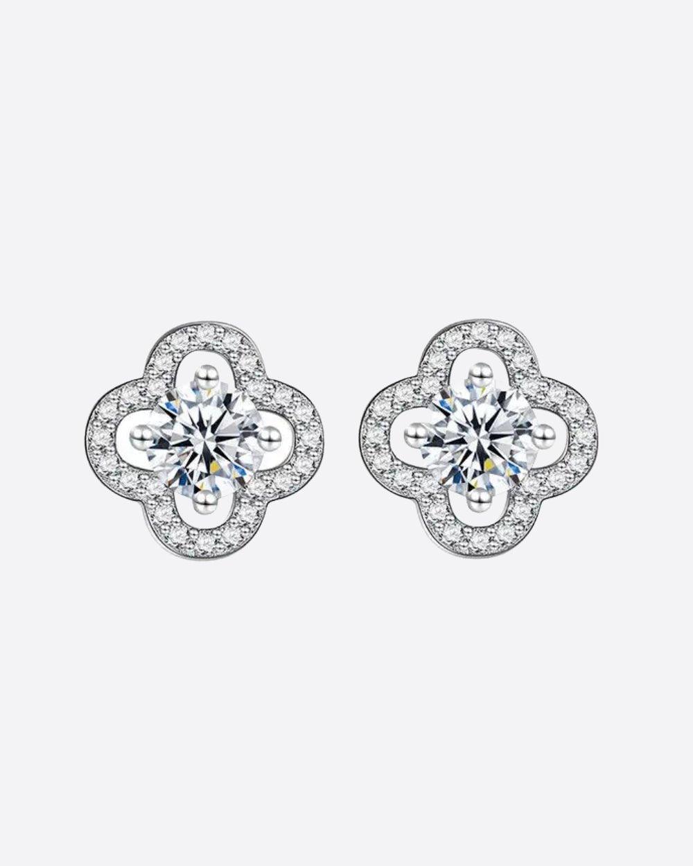 MOISSANITE CLOVER STUDS. - WHITE GOLD - DRIP IN THE JEWEL