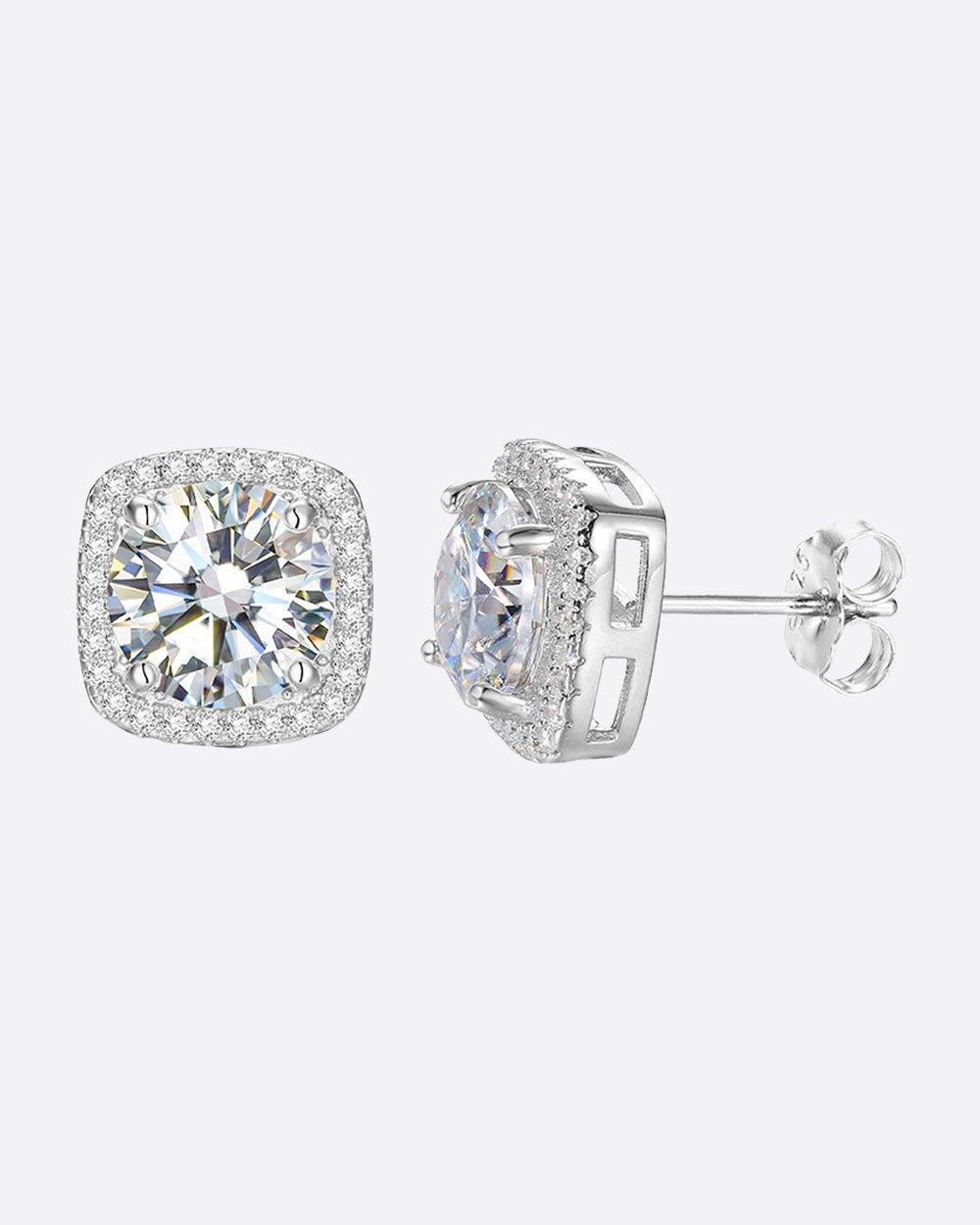 MOISSANITE HALO EARRINGS. - WHITE GOLD - DRIP IN THE JEWEL