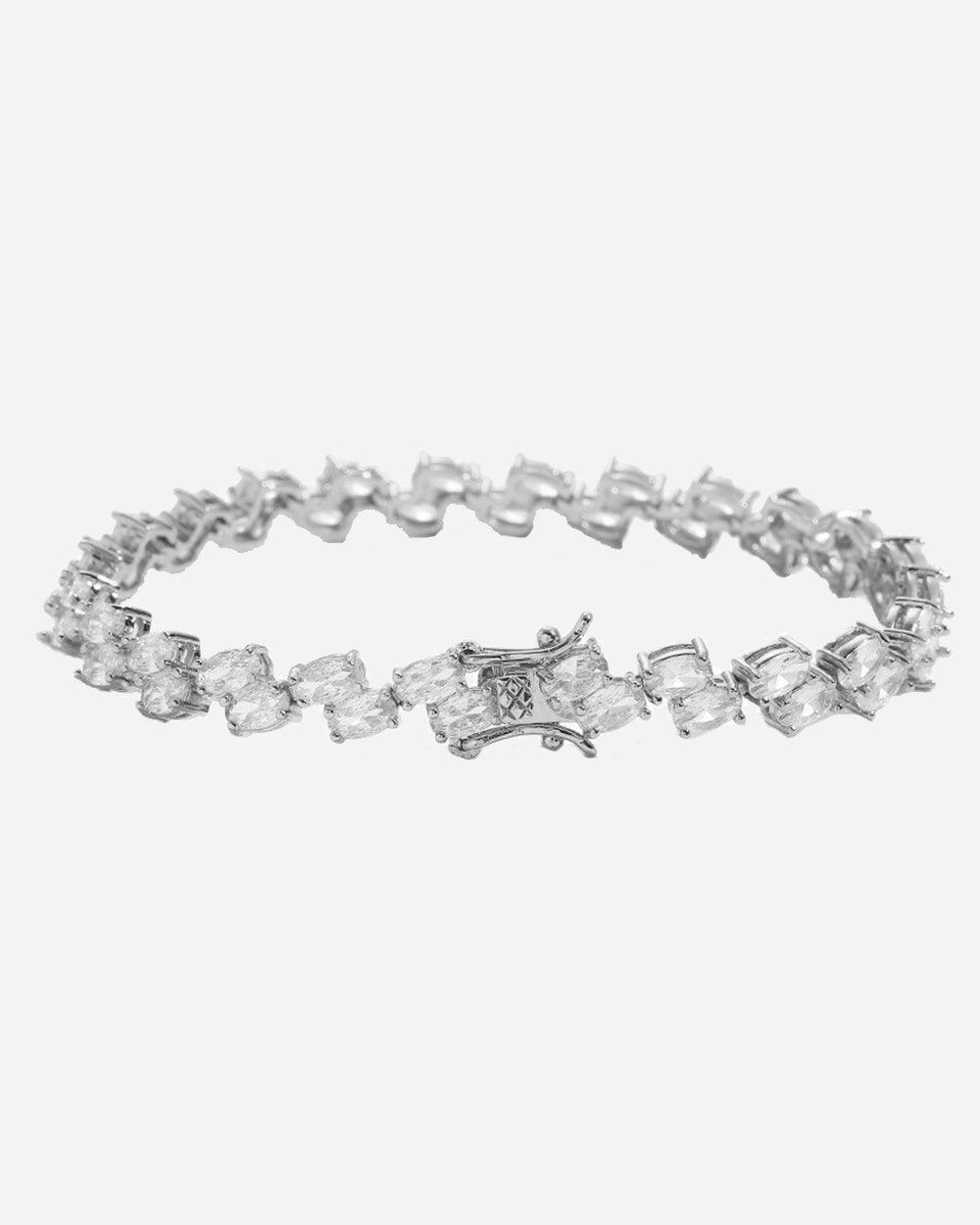OVAL SPARKLE LINK BRACELET. - WHITE GOLD - DRIP IN THE JEWEL