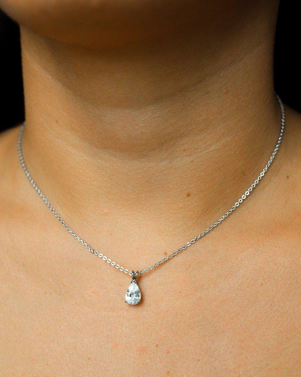 PEAR DROP NECKLACE. - WHITE GOLD - DRIP IN THE JEWEL