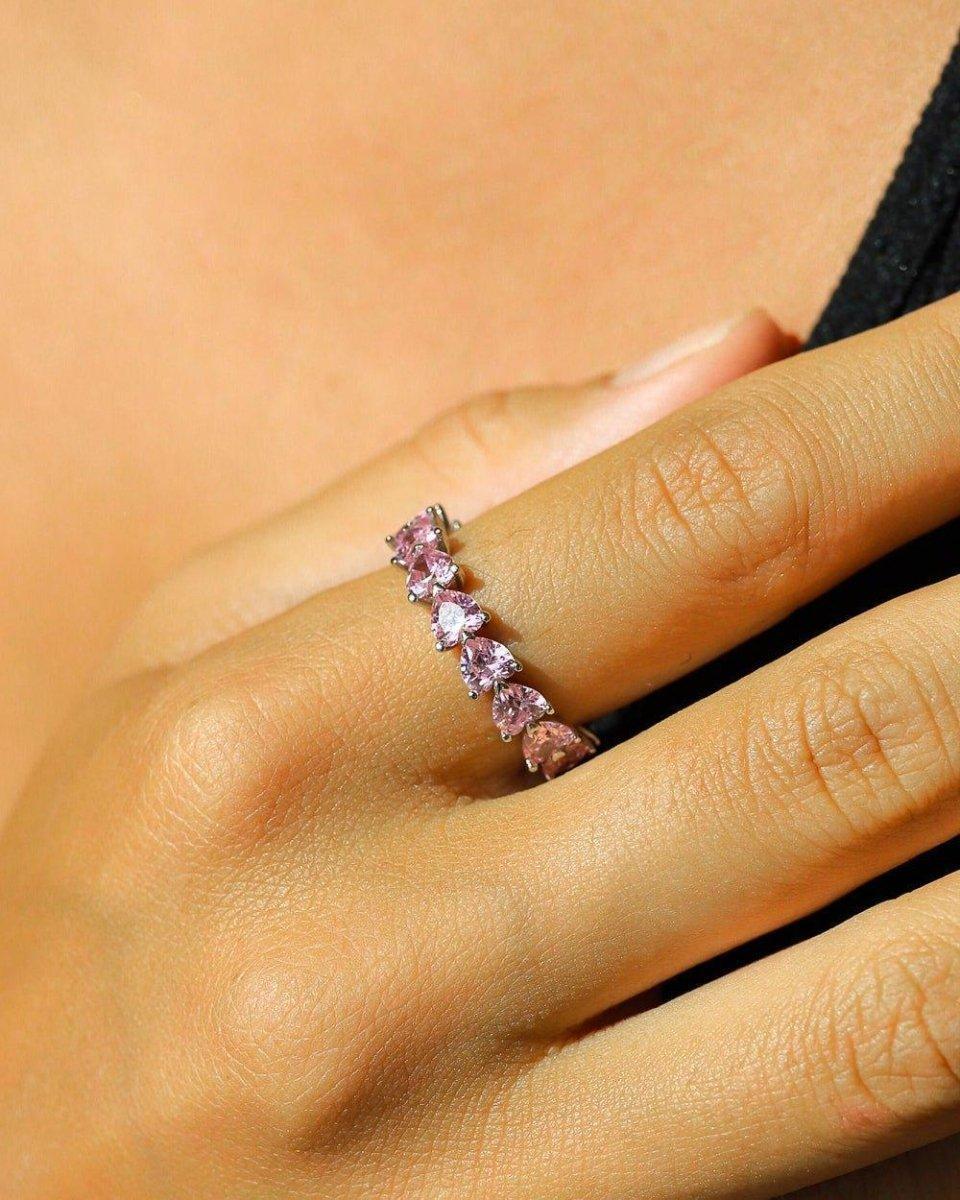 PINK HEART CUT BAND. - 925 - DRIP IN THE JEWEL