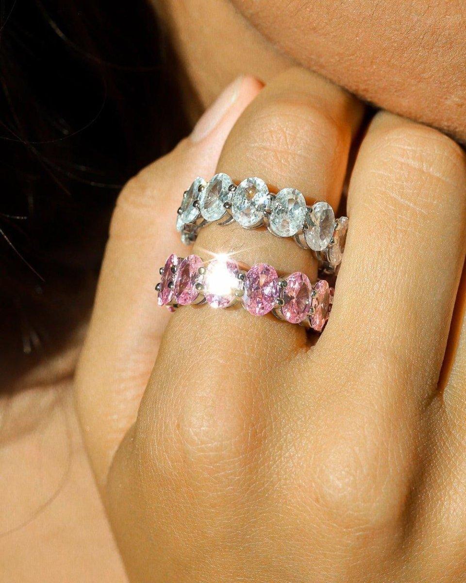 PINK OVAL CUT BAND. - 925 - DRIP IN THE JEWEL