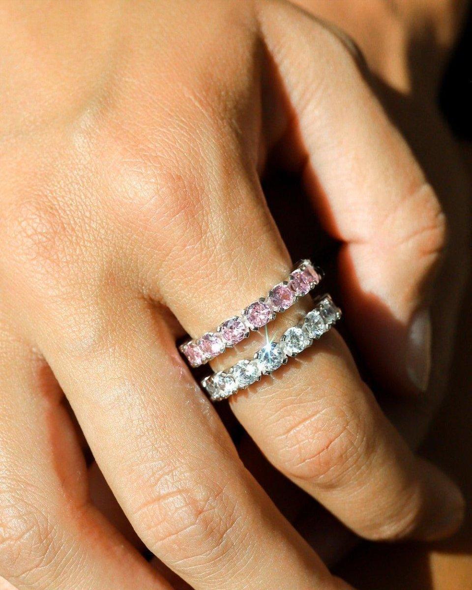 PINK ROUND CUT BAND. - 925 - DRIP IN THE JEWEL