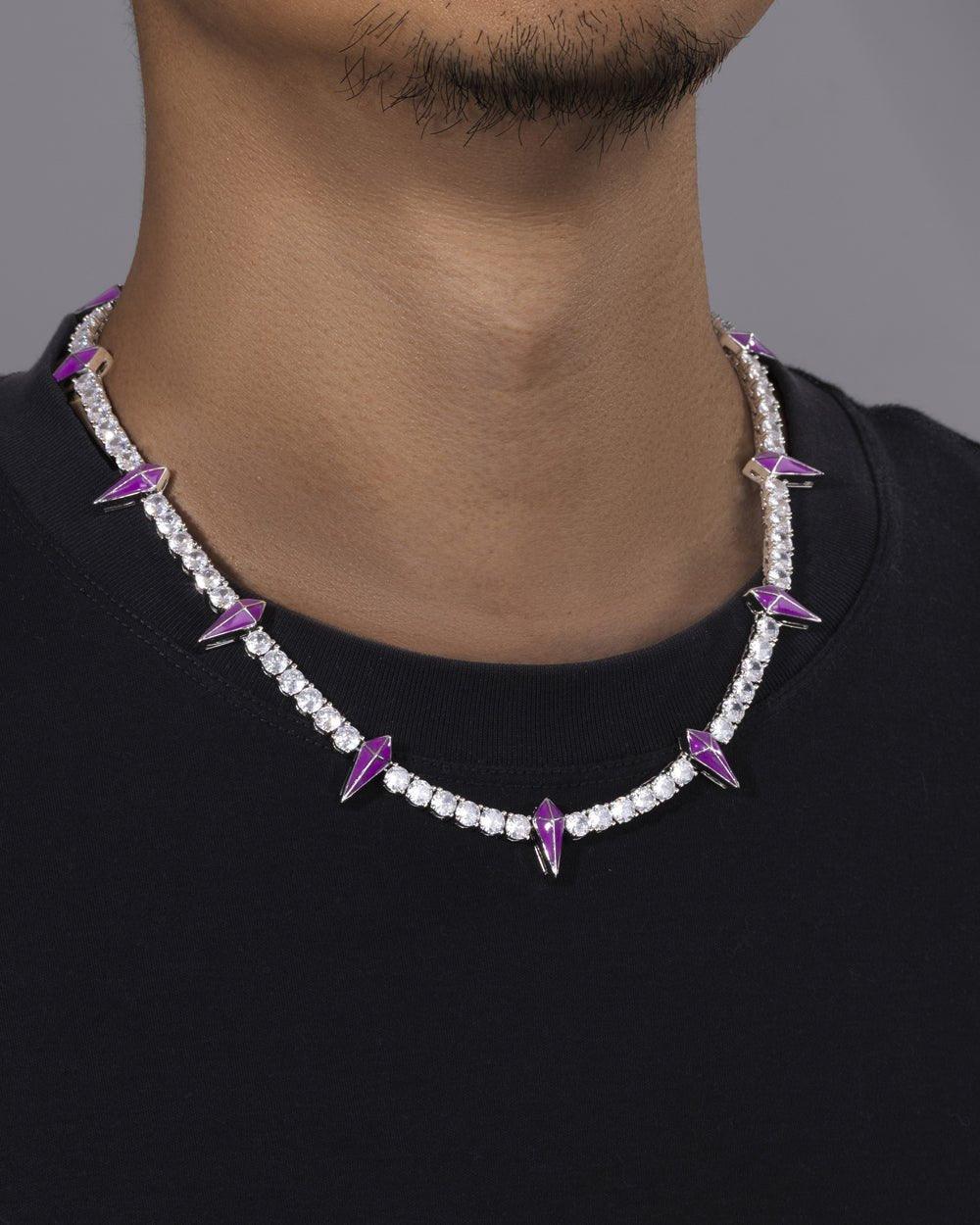 PURPLE SPIKED BREAKER CHAIN. - WHITE GOLD - DRIP IN THE JEWEL