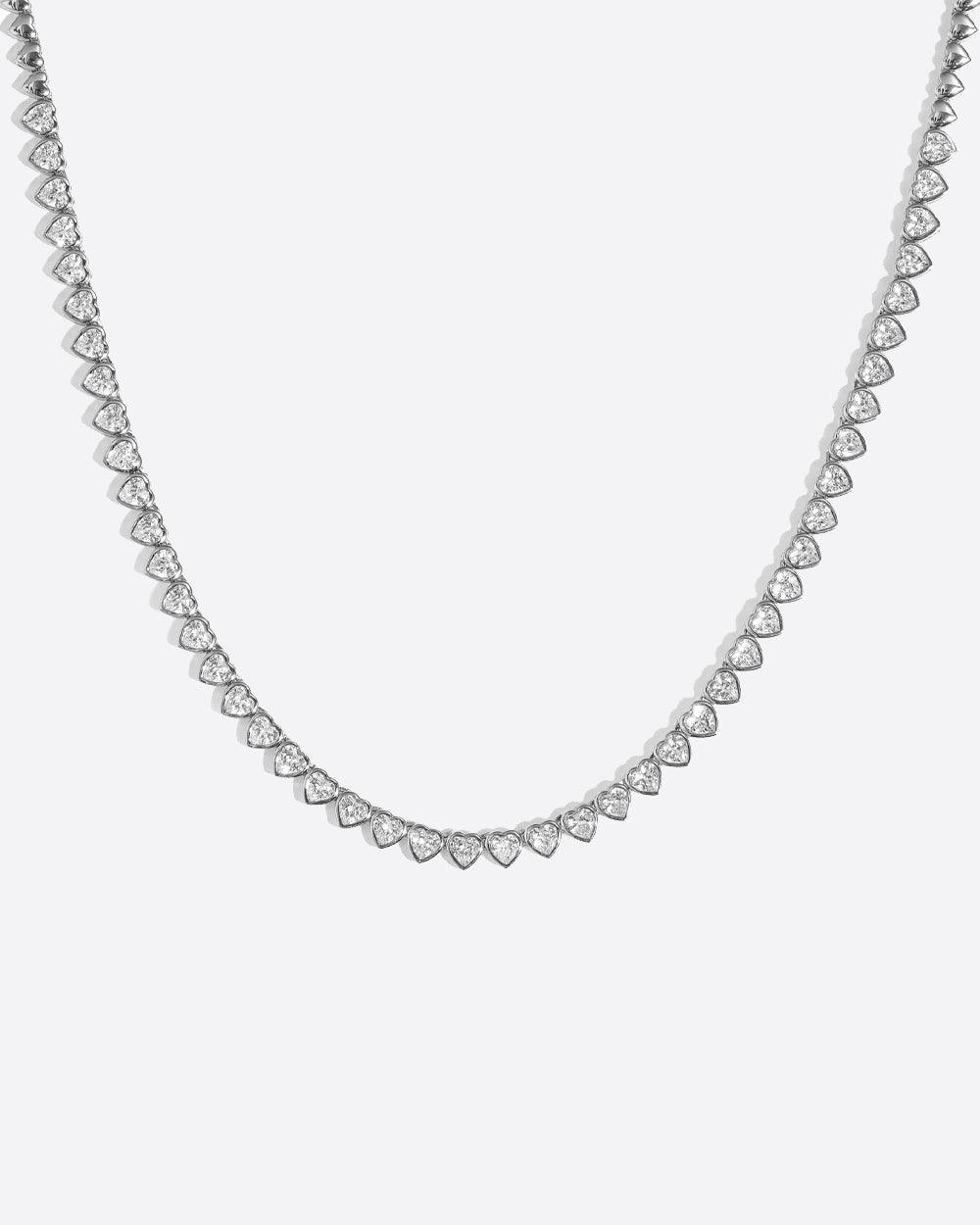 SPARKLING HEARTS NECKLACE. - 4MM WHITE GOLD - DRIP IN THE JEWEL